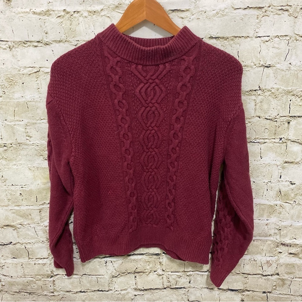 Urban Outfitters Maroon Cable Knit Cotton Sweater